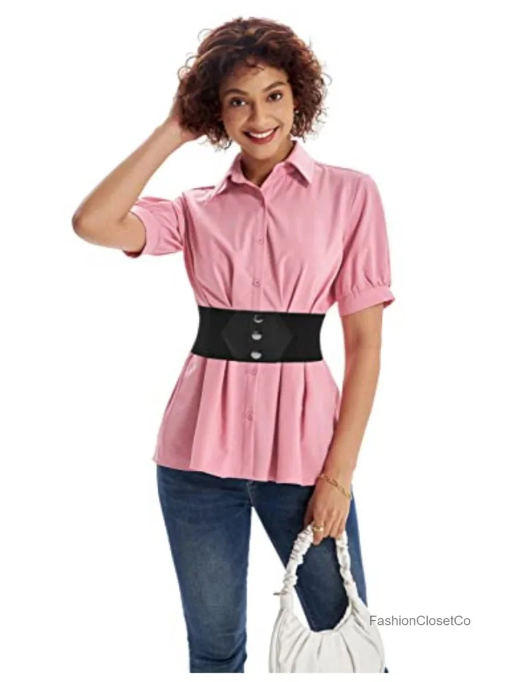Wide Elastic Vintage Belt Corset Snap-Button Waistband Women Stretch